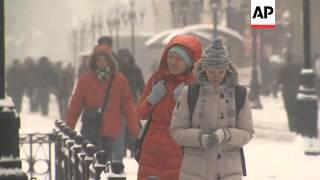 First heavy snowfall of winter in Moscow