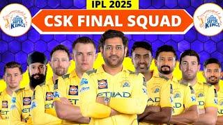 IPL 2025 - Chennai Super Kings Full & Final Squad | CSK Team 2025 Players List | CSK 2025 Squad