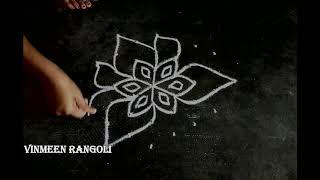 DAILY KOLAM DESIGNS WITH DOTS/Simple rangoli/Muggulu designs latest/7 dots rangoli/Designs with dots