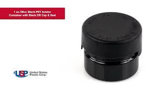 1 oz./30cc Black PET Aviator Container with Black CR Cap & Seal | U.S. Plastic Corporation®