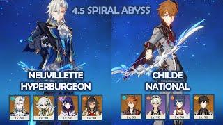 Neuvillette Hyperburgeon & Childe National - 4.5 Spiral Abyss - Genshin Impact