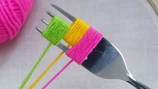 Amazing 4 Beautiful Woolen Yarn Flower making ideas with Fork | Easy Sewing Hack