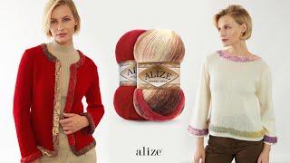 Alize Angora Gold Batik ile Tığ İşi Punch Detaylı Hırka