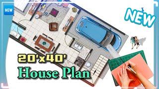 20×40 house plan with car parking, 20 by 40 home plan, 20*40 house design, small plot house map