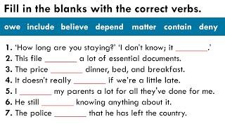 VERB PRACTICE QUIZ: Choose the best verbs from the box to complete the sentences