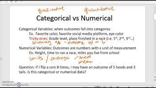 1.1 Categorical Vs. Numerical Data