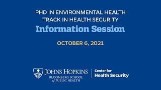 Information Session: Health Security PhD Track at the Bloomberg School of Public Health