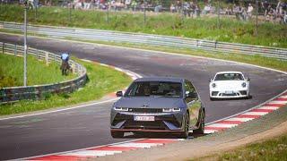 Nurburgring Nordschleife Hyundai Ioniq 5N fast lap trying to follow a very fast E46 M3 ringtool