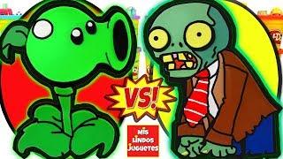 Huevos Sorpresa Gigantes de Plants VS Zombies Lanzaguisantes y Peashooter de Plastilina en Español