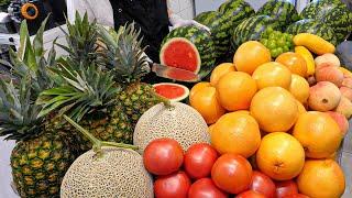 Cut fresh fruit! Making Amazing Homemade Fruit Shaved Ice / Korean street food