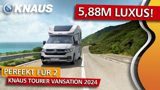 Nur 5,88m, wendig & luxuriös: VW Bulli-Basis für 2 ohne Hubbett – KNAUS Tourer Van Vansation 2024! 