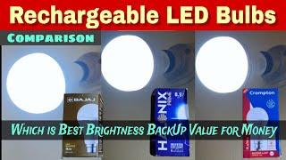 Rechargeable LED Bulb 8.5w | Bajaj Vs Crompton Vs HalonixRechargeable Inverter LED Bulbfor Home