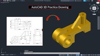 AutoCAD 3D tutorial for beginners / AutoCAD 3D practice drawing / AutoCAD 3D Modeling