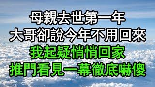 母親去世第一年，大哥卻說今年不用回來，我起疑悄悄回家，推門看見一幕徹底嚇傻崩潰#深夜淺讀 #為人處世 #生活經驗 #情感故事