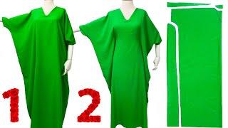 FITS EVERY SIZE ! VERY EASY ! NO PATTERN ! 2 in 1 Kaftan Dress Cutting & Sewing