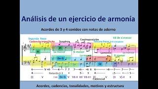 Análisis de un ejercicio de armonía con notas de adorno