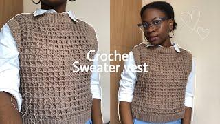 Crochet waffle stitch sweater vest tutorial