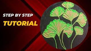 How to paint Ginkgo leaves with acrylic wall putty + gold leaf// Beginners tutorial @artbyvincy