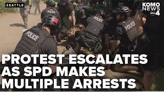Seattle police make multiple arrests during heated protest at Cal Anderson Park