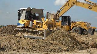 Amazing Construction Equipment Bulldozer Heavy Pushing Dirt & Dump Truck Unloading Dirt in Action