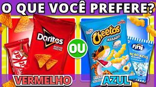  O QUE VOCÊ PREFERE? VERMELHO vs AZUL ? | Jogo das Escolhas | Edição: Comida | #quiz #buuquiz