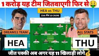 HEA vs THU Dream11 Prediction Brisbane Heat vs Sydney Thunder Dream11 Team Big Bash