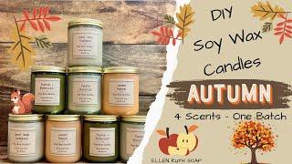 DIY How to Make BEAUTIFUL Soy Wax Autumn Inspired Candles  (1 Batch - 4 Scents) #gift