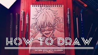 How to draw Satoru Gojo with glasses full tutorial.  #animedrawing #gojo #jujutsukaisen