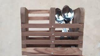 Build a Wooden spoon stand for kitchen and Spoon Stand for Dining table//luxary Wooden Cutlery Stand