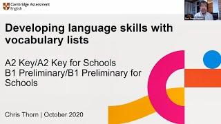 Developing language skills with vocabulary lists | Chris Thorn | Cambridge English