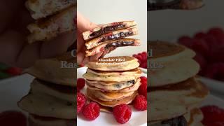 Chocolate Filled Raspberry Pancakes #pancakes #breakfast #breakfastideas