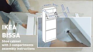 IKEA BISSA Shoe cabinet with 3 compartments assembly instructions