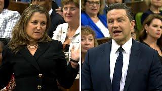 Freeland accuses Poilievre of wearing more makeup than she does