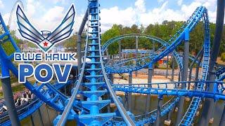 Blue Hawk Front Row POV Six Flags Over Georgia Vekoma Multi-Looper