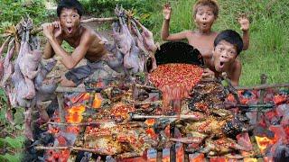 Primitive Technology - Kmeng Prey - Yummy Cooking 11Chicken Eating Delicious