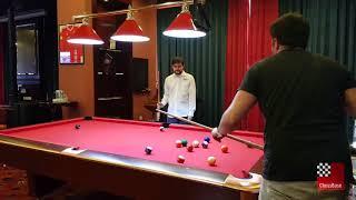 Maxime Vachier-Lagrave and Etienne Bacrot shooting pool