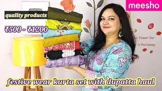 meesho festive wear kurta set with dupatta under ₹1200starts ₹500 party wear kurta set haul