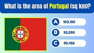 What is the area of Portugal (sq km)? | Quiz Country | Quiz Time KH