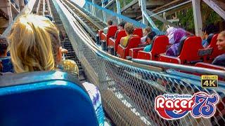 2023 Racer 75 Wooden Roller Coaster Blue Side On Ride 4K POV Kings Dominion