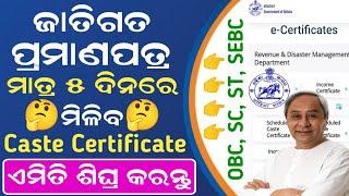 How to Apply Caste Certificate Online || Caste Certificate Online Apply Odisha | OBC SEBC SC ST 2024