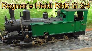 LGB Akku/RC BKB Echtdampf Gartenbahn - Regner`s  RhB G 3/4 rückwärts vor dem 10-Uhr-Zug