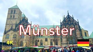 Rainy Münster walking tour | walk 4k | Germany walkthrough old town sightseeing | city travel guide