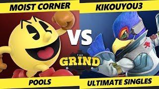 Smash Ultimate Tournament - Moist corner (Pac-Man, Mario) Vs. Kikouyous3 (Falco) The Grind 93 SSBU