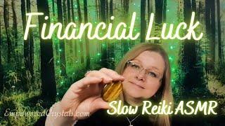 Reiki for Financial Luck. Tigers eye crystal healing. Slow asmr