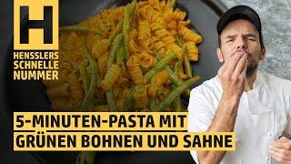 Schnelles 5-Minuten-Pasta mit grünen Bohnen und Sahne Rezept von Steffen Henssler