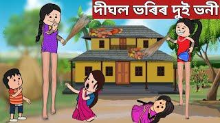 দীঘল ভৰিৰ দুই ভনীAssamese Cartoon|assamese story|axomiya hadhu|hadu|putola|adult moral stories|