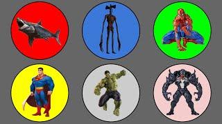 King Of Monster ; Megalodon, Venom2, Siren Head, Superman, Hulk, Spiderman