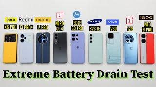 Moto Edge 50 Pro / Realme 12 Pro / OnePlus 12R / Nord CE 4 / iQOO Neo 9 Pro  - Battery Drain Test 