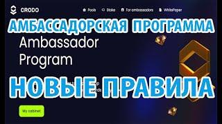 Амбассадорская программа Crodo (crodo.io). Внимание! Новые правила!