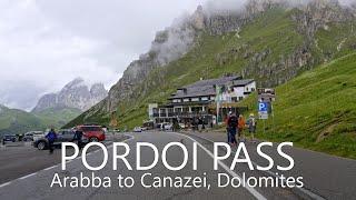 4K Scenic Drive to Pordoi Pass | Arabba to Canazei, Dolomities, Italy